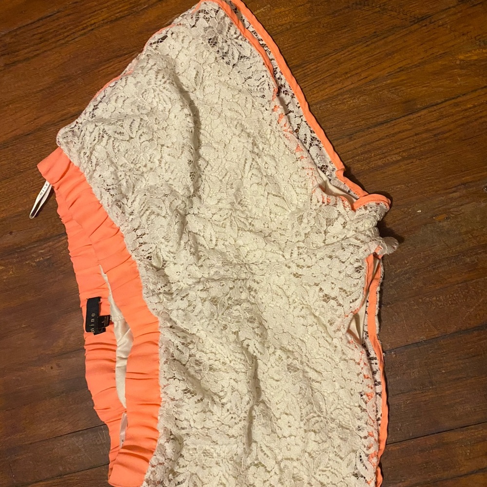 Short shorts for women cream and neon pink